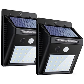 Solarleuchte mit Bewegungsmelder 20 LED Solar Wandleuchte Solarlampe Sicherheits Solarlicht Kabelloses Wasserfest Außenbeleuchtung für Patio, Garten, Türe, Flur, Wege, Terrassen (2 Packung) - 2