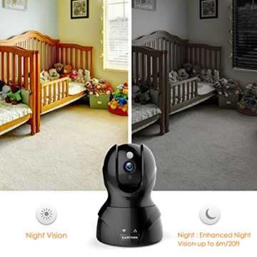 Wireless IP Kamera,KAMTRON 720P HD WiFi Überwachungskamera,mit 350°/100°Schwenkbar,Home und Baby Monitor mit Bewegungserkennung, Zwei-Wege-Audio, Nachtsicht, unterstützt Fernalarm und Mobile App Kontrolle,Schwarz - 3