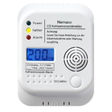 1x Nemaxx Co Melder - intelligenter Kohlenmonoxid Sensor, batteriebetriebener Warner und Alarm mit Digitalanzeige - nach DIN EN50291 - 1