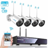 4CH 1080p HD Überwachungskamera CCTV System mit WiFi NVR/WLAN IP Kamera Überwachungskamera Set 4Pcs 1080P Überwachungskamera Aussen WLAN,20m IR Nachtsicht, Bewegung Alarm durch - 1