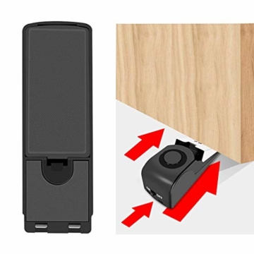 ASEOK Mini Wireless Türstopper Alarm, 2 Stück keilförmig Türstopper Blocking Sicherheitssystem mit 120 dB Sirene Große Sicherheits-Werkzeuge für Zuhause, Hotel, Wohnung oder Wohnheim Alarmerkennung - 6