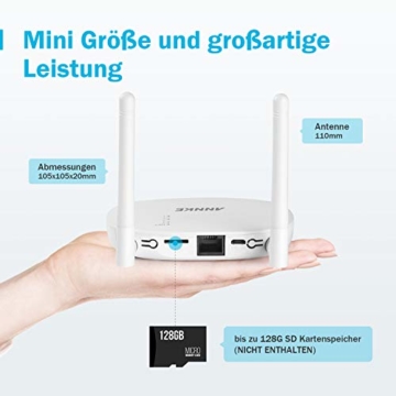 [Audio & PIR Sensor] ANNKE 1080P HD Wireless Audio Video NVR Haus Überwachungssystem mit 2 Außen Funk Überwachungskamera Set, Zwei-Wege-Audio, PIR Alarm, TF-Speicherung bis 128G - 3