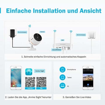 [Audio & PIR Sensor] ANNKE 1080P HD Wireless Audio Video NVR Haus Überwachungssystem mit 2 Außen Funk Überwachungskamera Set, Zwei-Wege-Audio, PIR Alarm, TF-Speicherung bis 128G - 4