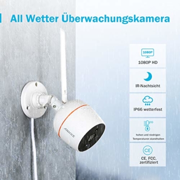 [Audio & PIR Sensor] ANNKE 1080P HD Wireless Audio Video NVR Haus Überwachungssystem mit 2 Außen Funk Überwachungskamera Set, Zwei-Wege-Audio, PIR Alarm, TF-Speicherung bis 128G - 9