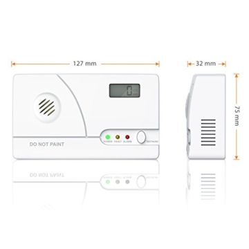 Brandson - Kohlenmonoxidmelder | CO Alarmmelder | Detektor | Sofortalarm | Speicherfunktion + Langzeitmessung | Elektrochemischer Figaro-Gassensor | digitales 1,1