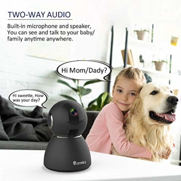 Ctronics 1080P FHD WLAN Überwachungskamera Baby IP Kamera Indoor Zwei Wege Audio 355° Winkel Heimüberwachung Haustieren 25fps Bewegungserkennung Geräuscherkennung Nachtsicht Sicherheitskamera - 3