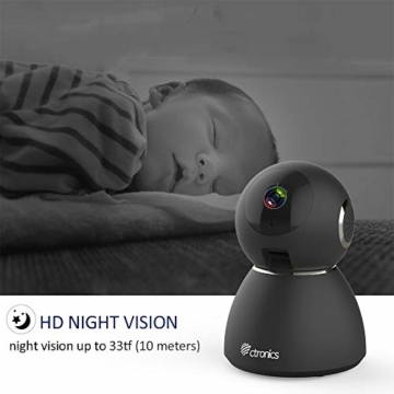 Ctronics 1080P FHD WLAN Überwachungskamera Baby IP Kamera Indoor Zwei Wege Audio 355° Winkel Heimüberwachung Haustieren 25fps Bewegungserkennung Geräuscherkennung Nachtsicht Sicherheitskamera - 5