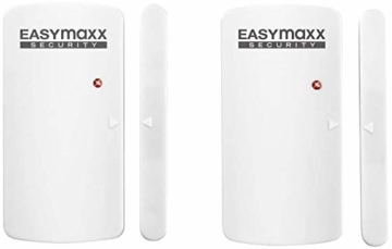 easymaxx 02481 Security Alarmanlage für Türen und Fenster, Magnetsensor-Technik, 110db, kein Bohren nötig, kabellos, inklusive Fernbedienung, Weiß - 1