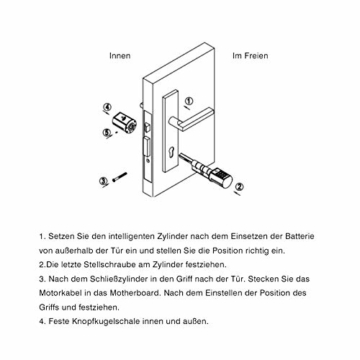 eLinkSmart Fingerprint Tür-Schließzylinder Elektronisches Sicherheitsschloss mit Tastatur Codes, Geeignet für die meisten EU-Türschlösser, DIY schnell Montage, USB, Edelstahl gebürstet - 7