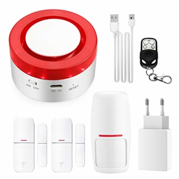 ERAY T1 Alarmanlage WLAN 2,4G, Google Assistant/Alexa/Erweiterbar/App Steuern (iOS/Android)/APP Alarm Push/Bearbeitete Zone-Name/App in Deutsch oder Englisch, Türalarm Fensteralarm für Haus, Büro - 1