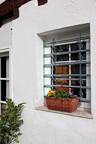 GAH-Alberts 563660 Fenstergitter Secorino Style - Einbruchschutz Gitter ausziehbar für Fenster außen - galvanisch blau verzinkt - 600 x 1000-1500 mm - 6