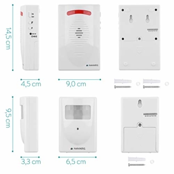 Navaris Kabelloses Bewegungsmelder Auffahrt Alarmsystem - mit Montagematerial und Fernbedienung - Alarm Einbruchschutz Set - Garage Funk Alarmanlage - 4