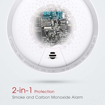 Rauch- Kohlenmonoxid Melder X-SENSE 10-Jahres-Rauch- und CO-Alarm, mit LCD Anzeige und Prüftaste, geprüft nach DIN EN14604 und BSI Zertifiziert, Einfache Installation, Auto-Überprüfung, SC01 - 3