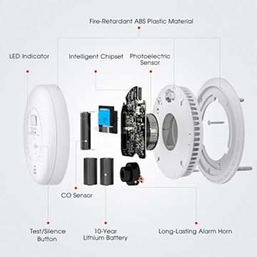 Rauch- Kohlenmonoxid Melder X-SENSE 10-Jahres-Rauch- und CO-Alarm, mit LCD Anzeige und Prüftaste, geprüft nach DIN EN14604 und BSI Zertifiziert, Einfache Installation, Auto-Überprüfung, SC01 - 10