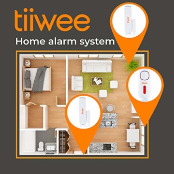 tiiwee Home Alarm System Starter Kit - Alarmanlage mit 2 Fenster oder Tuer Sensoren und 1 Fernbedienung - Erweiterbar - Alarmmodus oder Benachrichtigungsmodus - 6