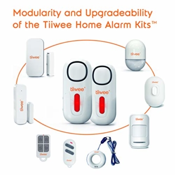 tiiwee Home Alarm System Starter Kit - Alarmanlage mit 2 Fenster oder Tuer Sensoren und 1 Fernbedienung - Erweiterbar - Alarmmodus oder Benachrichtigungsmodus - 7