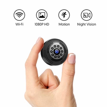 Victure Mini Kamera FHD 1080P,Tragbare kleine WLAN Überwachungskamera,Nanny Cam mit Bewegungserkennung und Infrarot Nachtsicht,Aufnahme während des Ladevorgangs,Wireless Weitwinkel Kamera - 1