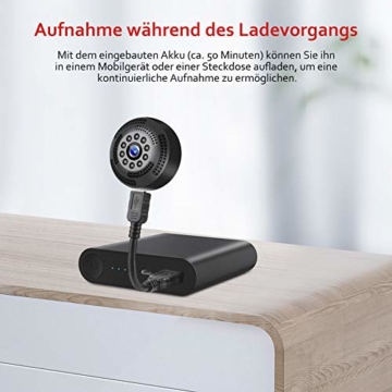 Victure Mini Kamera FHD 1080P,Tragbare kleine WLAN Überwachungskamera,Nanny Cam mit Bewegungserkennung und Infrarot Nachtsicht,Aufnahme während des Ladevorgangs,Wireless Weitwinkel Kamera - 6