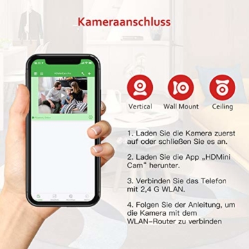 Victure Mini Kamera FHD 1080P,Tragbare kleine WLAN Überwachungskamera,Nanny Cam mit Bewegungserkennung und Infrarot Nachtsicht,Aufnahme während des Ladevorgangs,Wireless Weitwinkel Kamera - 8