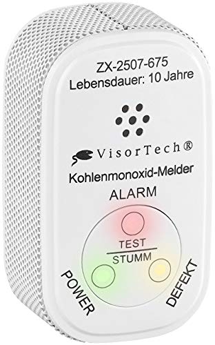 VisorTech CO Warner: Mini-Kohlenmonoxid-Melder mit 10-Jahres-Batterie, DIN EN 50291-1 (CO Messgerät) - 2