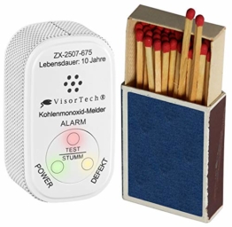 VisorTech CO Warner: Mini-Kohlenmonoxid-Melder mit 10-Jahres-Batterie, DIN EN 50291-1 (CO Messgerät) - 1