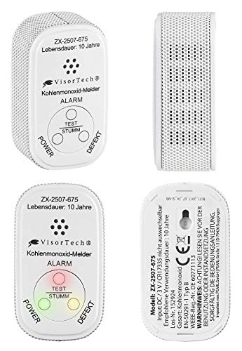 VisorTech CO Warner: Mini-Kohlenmonoxid-Melder mit 10-Jahres-Batterie, DIN EN 50291-1 (CO Messgerät) - 5