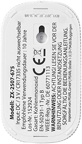 VisorTech CO Warner: Mini-Kohlenmonoxid-Melder mit 10-Jahres-Batterie, DIN EN 50291-1 (CO Messgerät) - 9